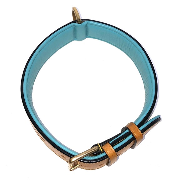 BLUE LEATHER DOG COLLAR - Picture 2 of 11